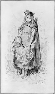 Jeune fille pauvre avec un enfant à Londres - Gustave Dore